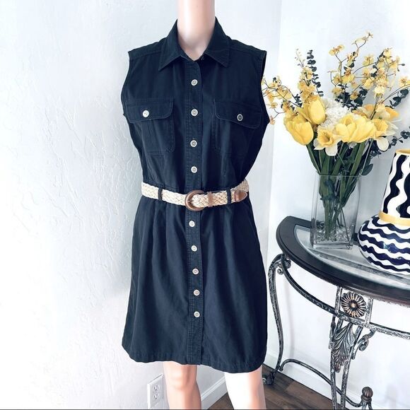 Raffaella Button Down Sleeveless w/ Belt Dress Size 8 - Picture 2 of 10